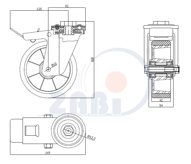 Polyuretanové kolo 125 mm otočná vidlice