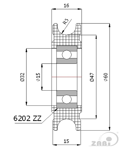 Kladka plastová s ložiskem 60 mm