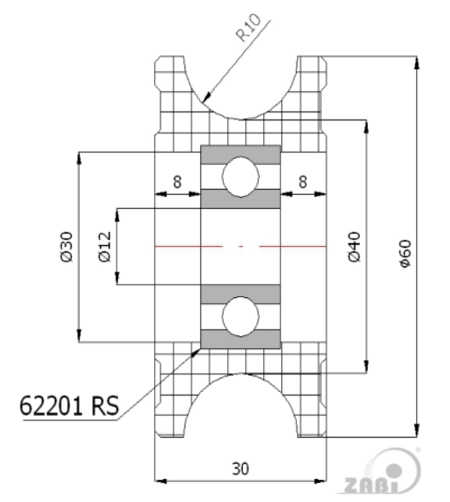 Kladka plastová s ložiskem 60 mm profilovaná