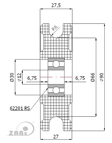 Kladka plastová s ložiskem 90mm