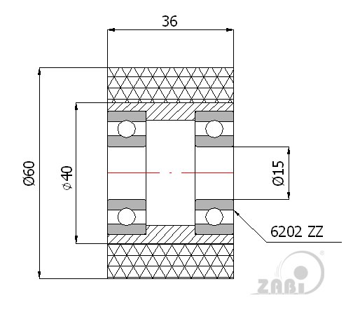 Rolna polyuretanová s ložiskem 60 mm ZABI