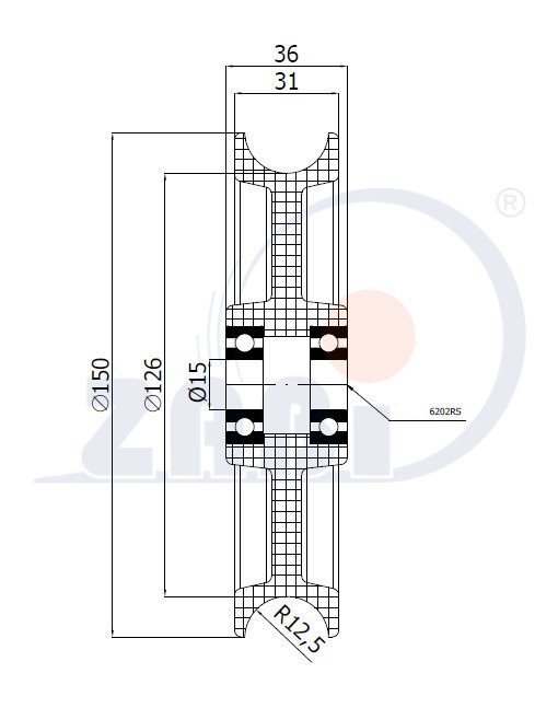 Kladka plastová 150 mm s ložiskem ZABI