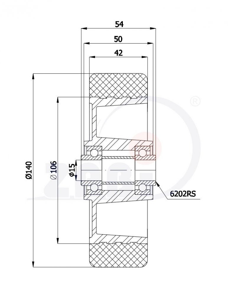 Kolo s polyuretanovým běhounem ZABI 140 mm