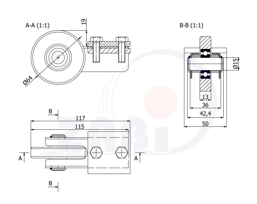 Sada pro lehkou posuvnou bránu ZABI ZWR-5T-60