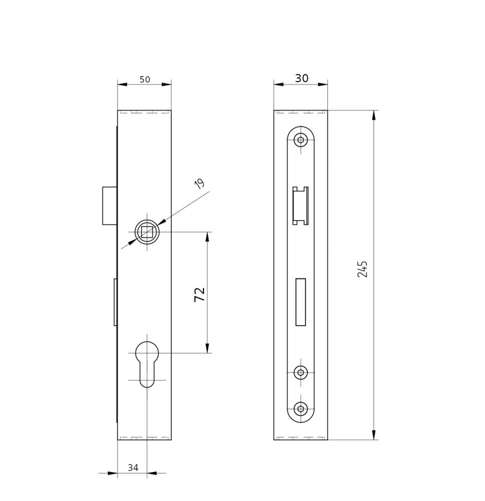 Krabice se zámkem profil 50x30 mm ZABI